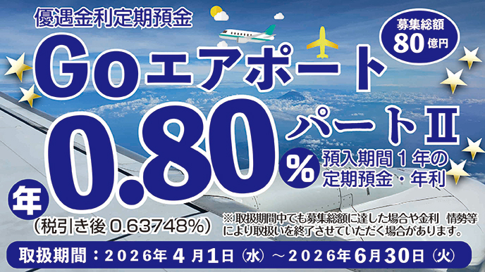 優遇金利定期預金「Ｇｏエアポート パートⅡ」