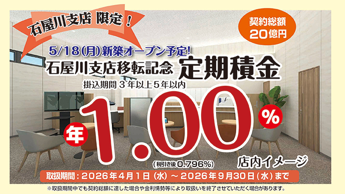 石屋川支店移転記念「定期積金」