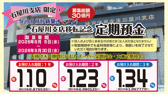 石屋川支店移転記念「定期預金」