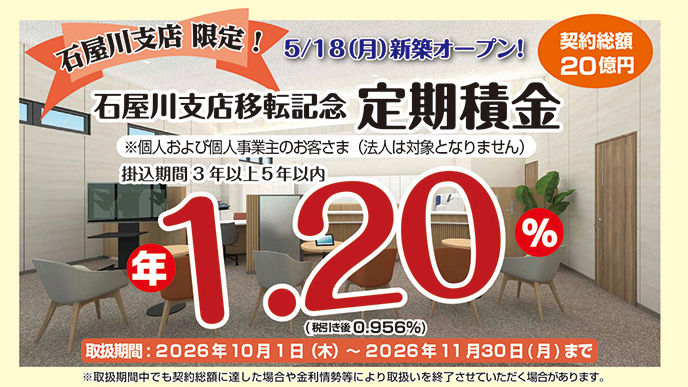 石屋川支店移転記念「定期積金」